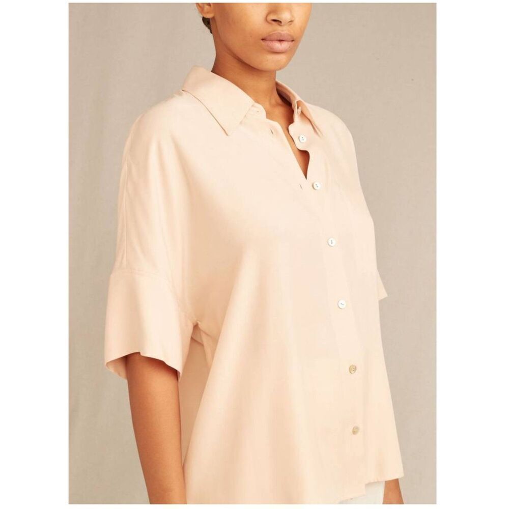 NEW Vince Women's Utility Pocket Stitch Pink Short Sleeve Shirt Size XS